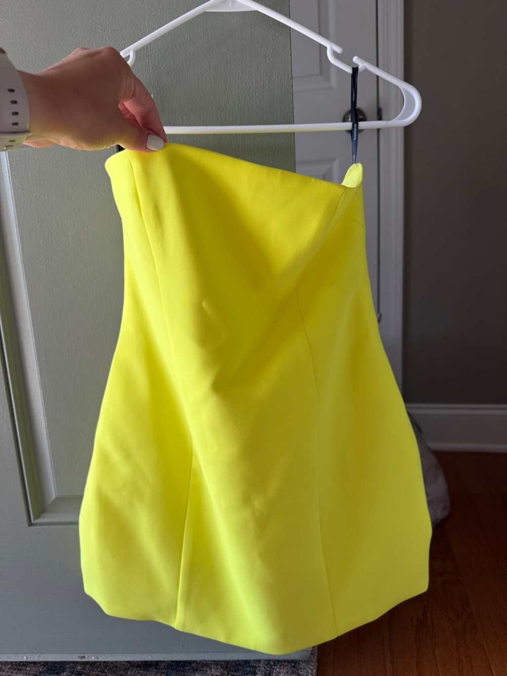 Retrofete Strapless Neon Yellow Mini Dress never worn size large